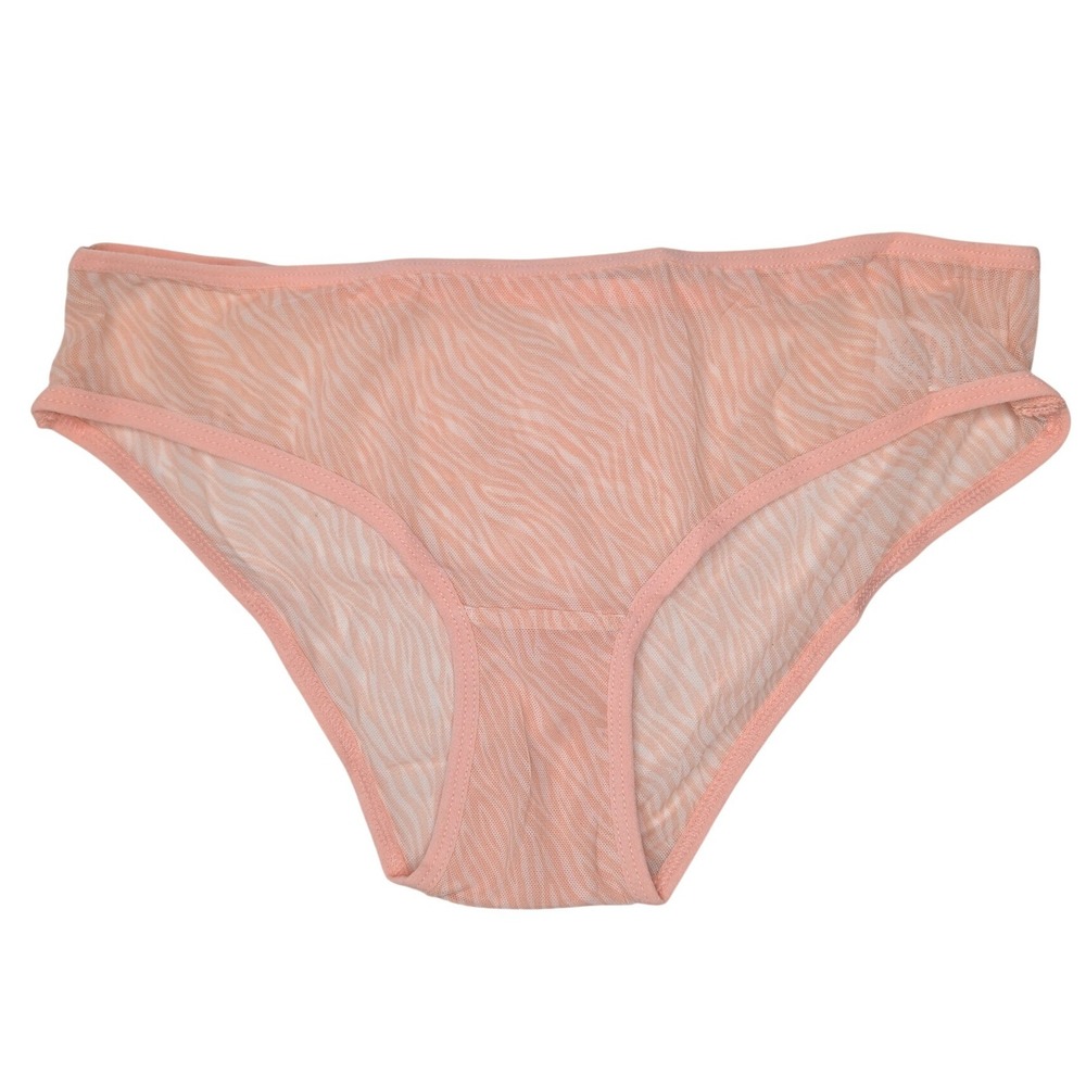 NEW Unworn Knotty Pastel Peach Zebra print Mesh Panties Underwear
